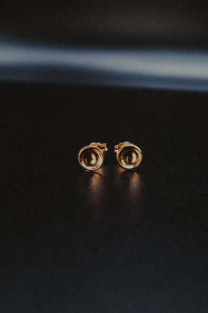 Crater Stud Earrings, Gold Fill, Rose Gold Fill or Sterling Silver