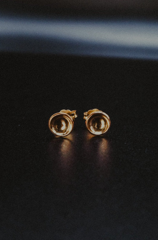 Concave Stud Earrings, Solid Gold or Rose Gold