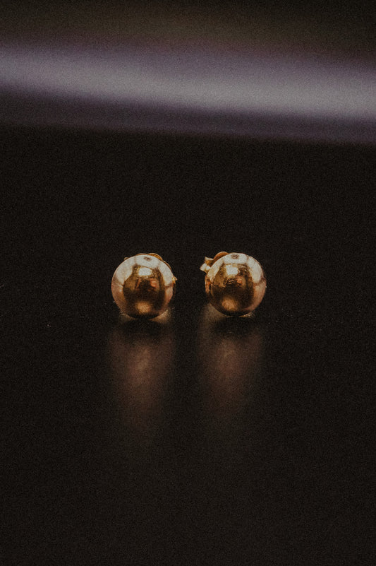 Dome Stud Earrings, Solid Gold or Rose Gold