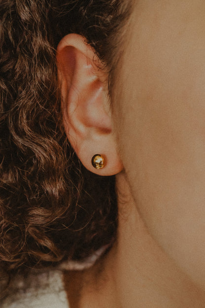 Dome Stud Earrings, Solid Gold or Rose Gold