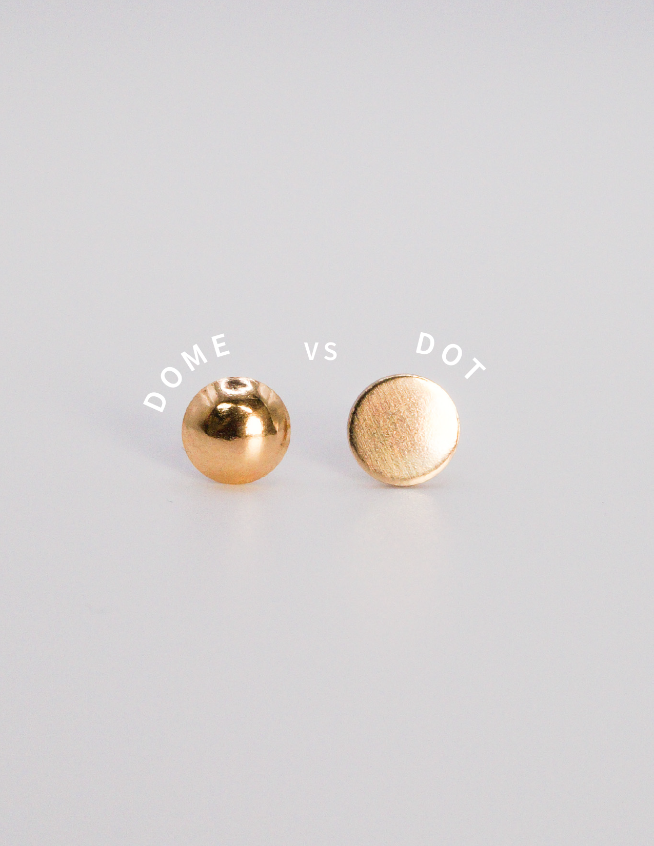 Dome Stud Earrings, Solid Gold or Rose Gold