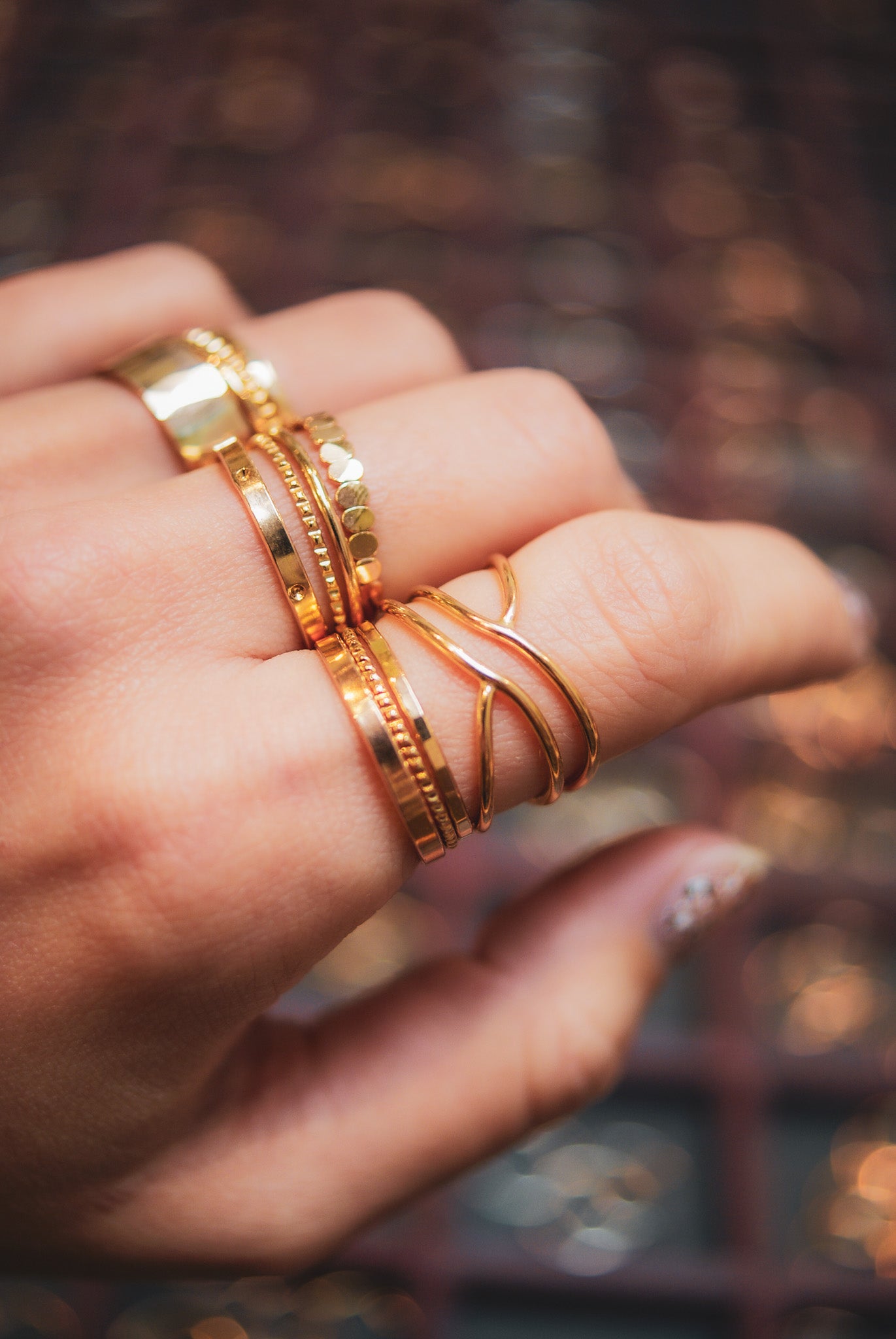 Small Curved Wraparound Ring, 14K Rose Gold Fill