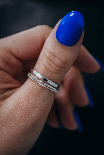 Extra Thick Twist Set of 3 Stacking Rings, Gold Fill, Rose Gold Fill or Sterling Silver