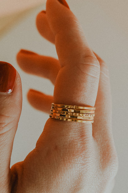 Square Lined Ring, 14K Rose Gold Fill