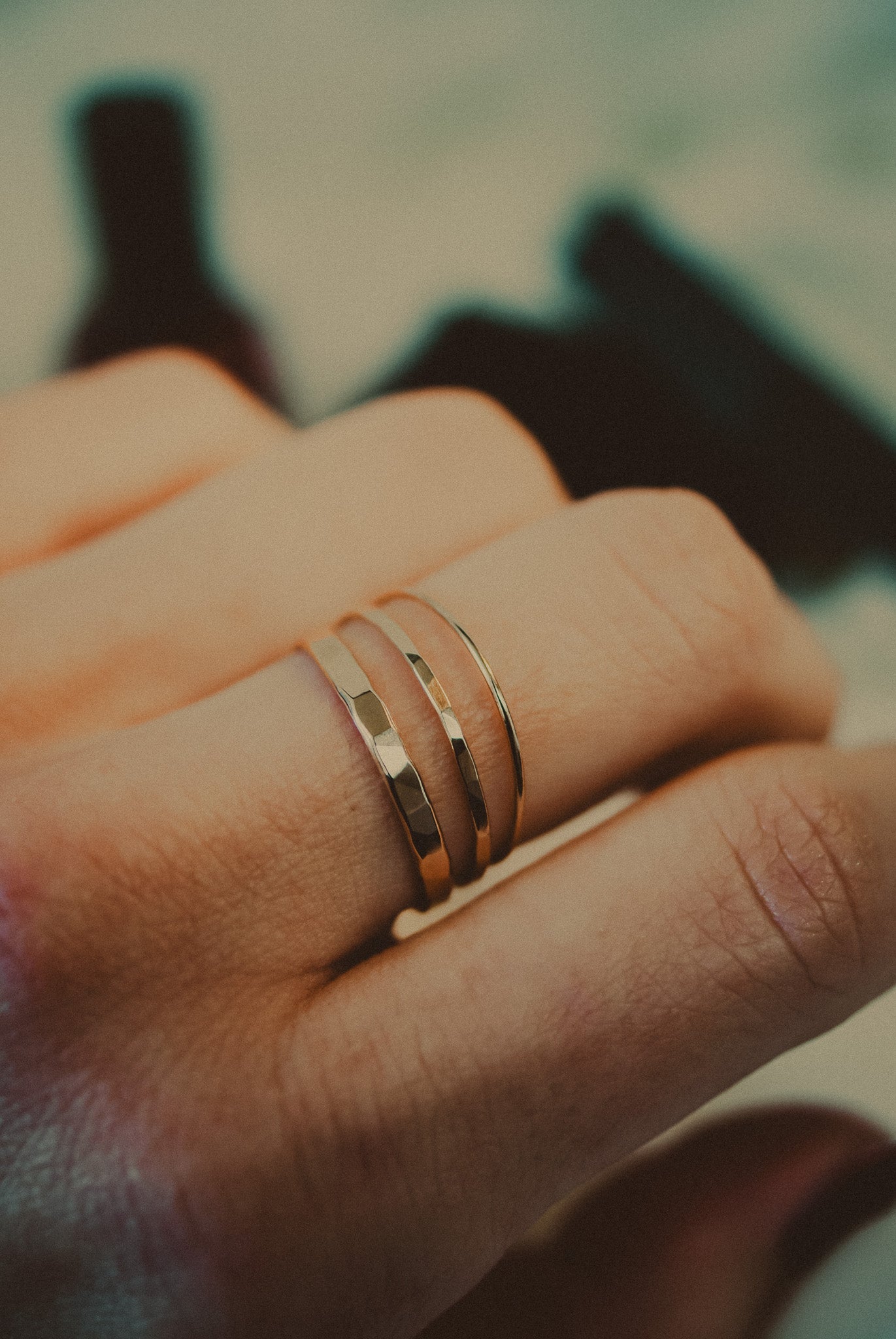 Basic Stacking Set Of 3 Rings, Solid 14K Gold or Rose Gold