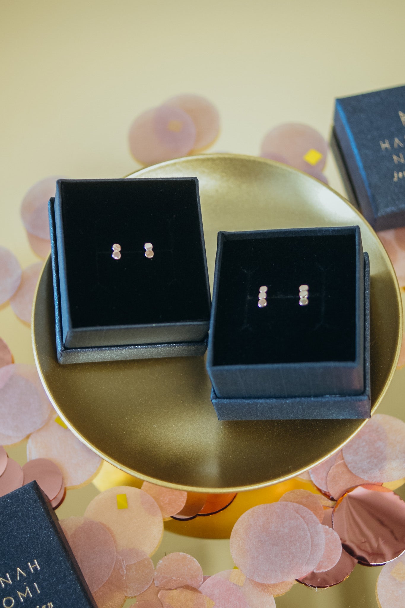 Recycled Bead Stud Earrings in Solid Gold