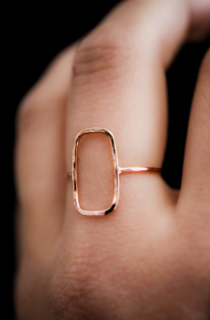 Rectangle Ring, 14K Rose Gold Fill