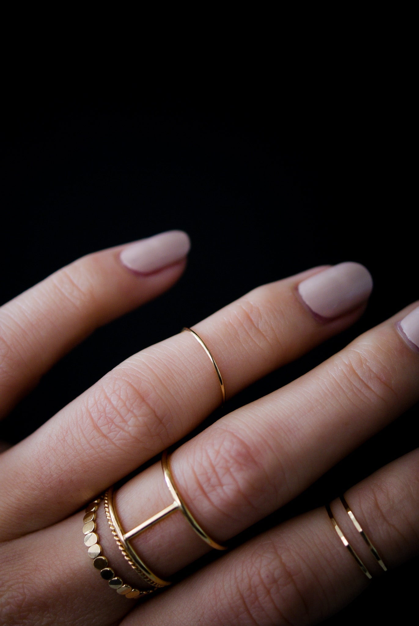 14k Yellow Gold Textured Ring Band, Stacking Gold Ring | RuxiTirisi Designs