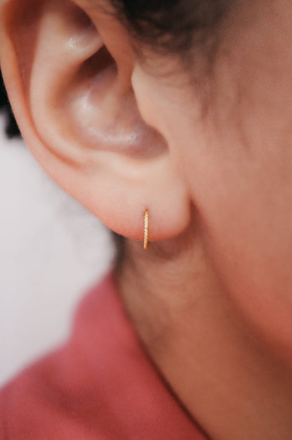 Twist Huggie Hoop Earring in Solid 14K Gold
