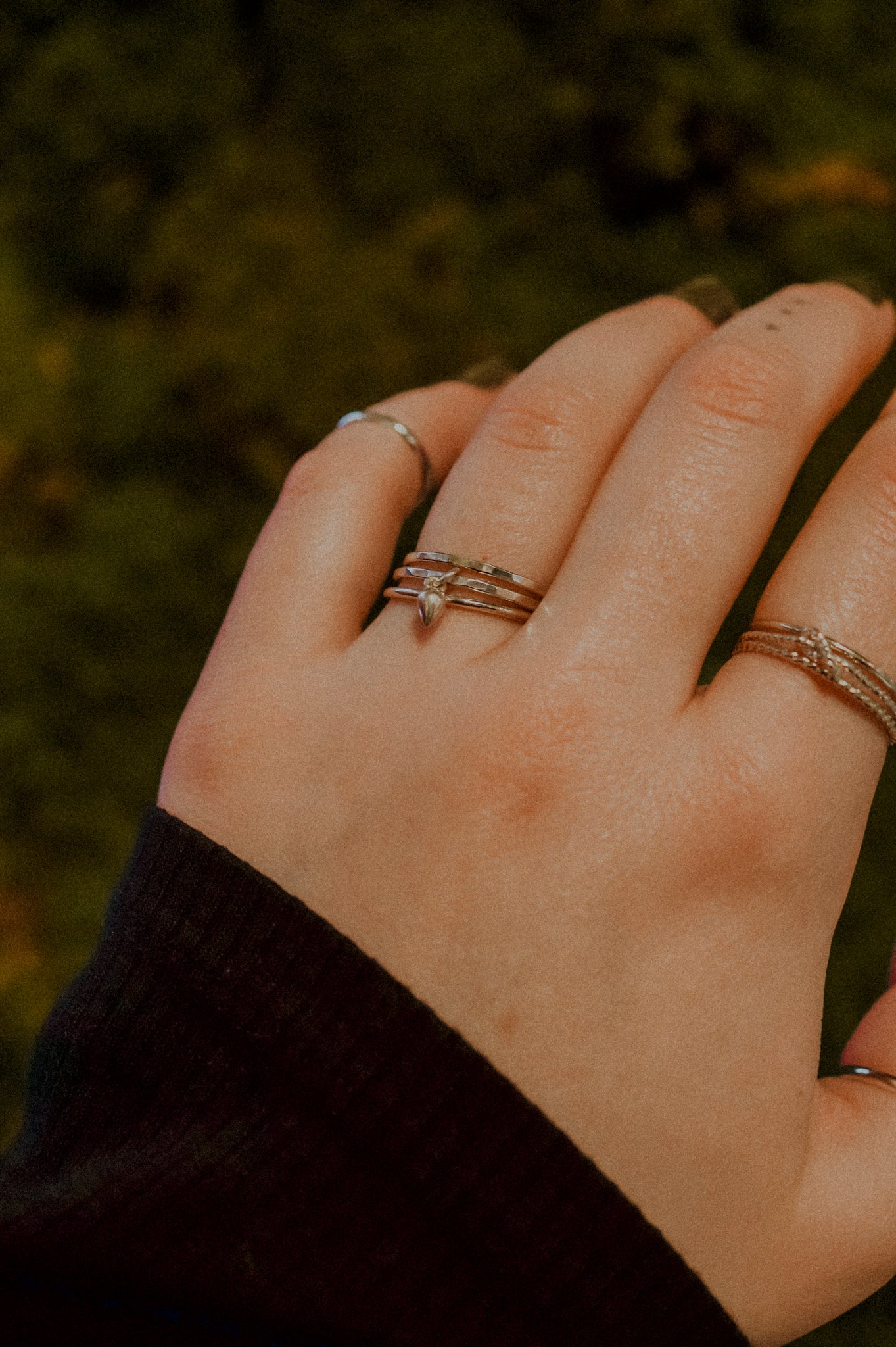 Teardrop Charm Ring, Sterling Silver