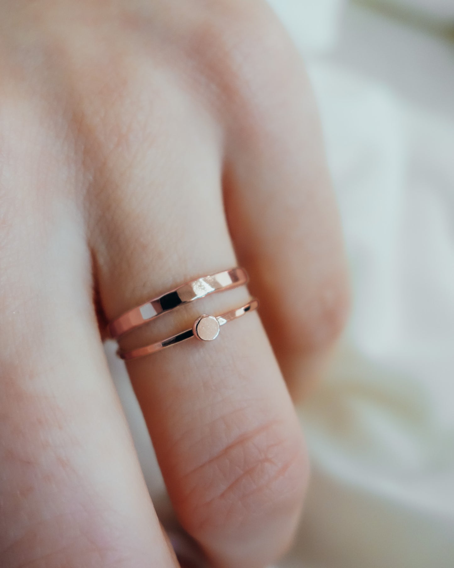 Small Pebble Ring, Solid 14K Rose Gold