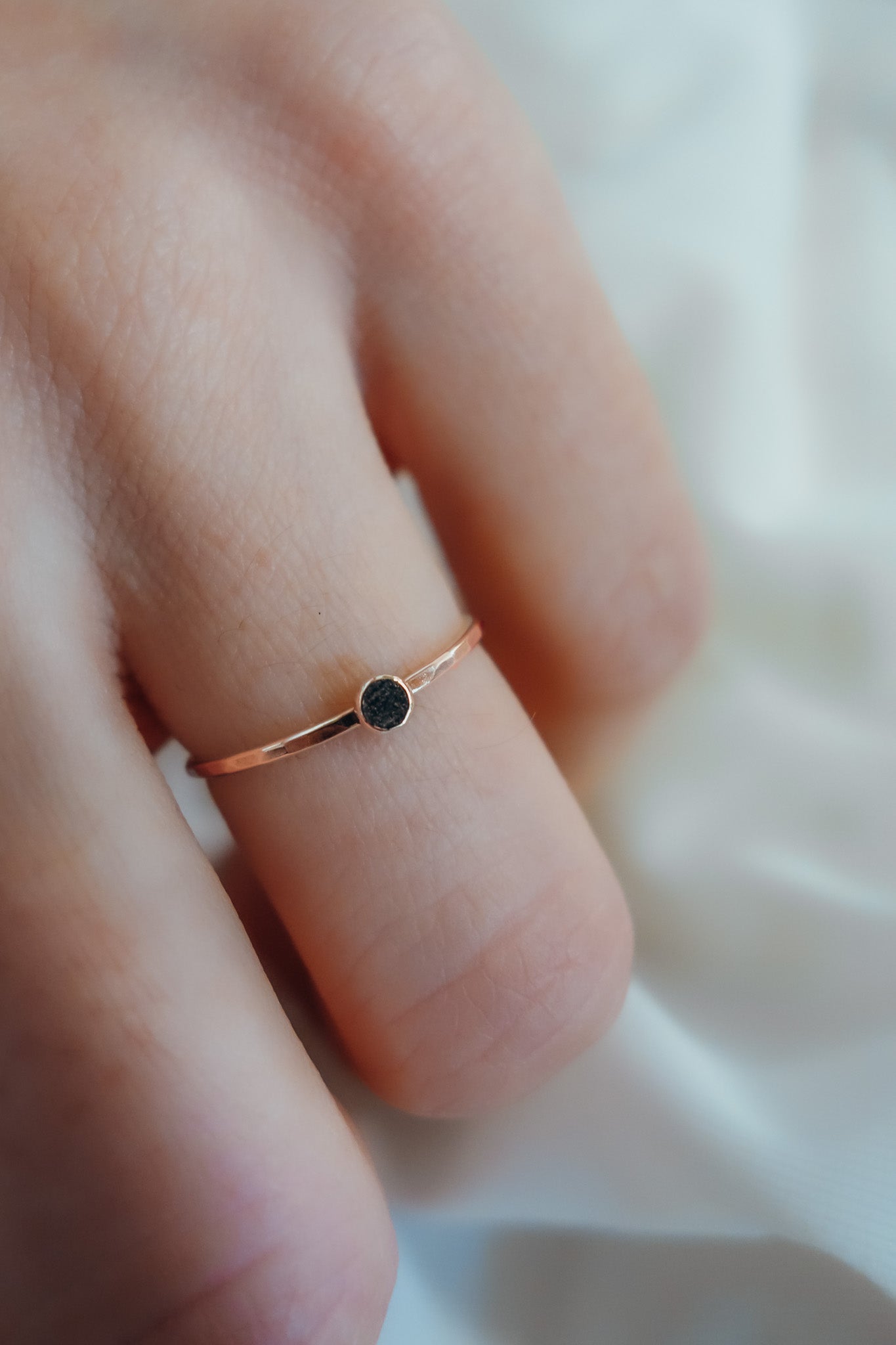 Small Pebble Ring, Solid 14K Rose Gold