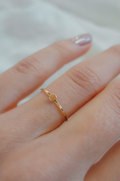 Small Pebble Ring, Solid 14K Gold