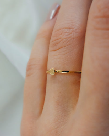 Small Pebble Ring, Solid 14K Gold