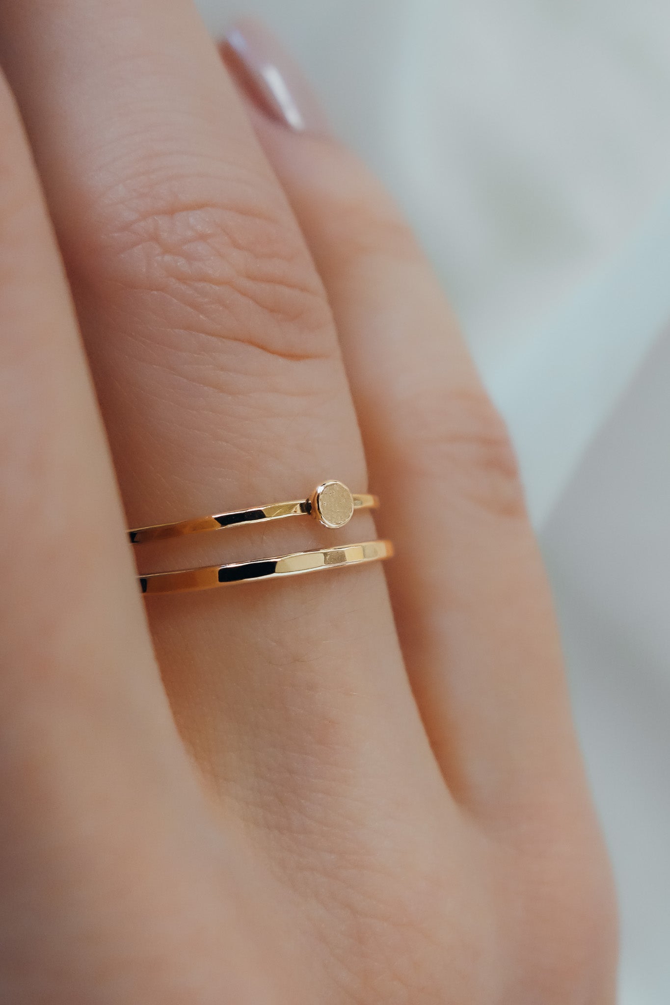 Small Pebble Ring, Solid 14K Gold