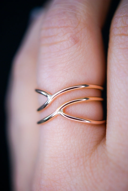 Small Curved Wraparound Ring, 14K Rose Gold Fill