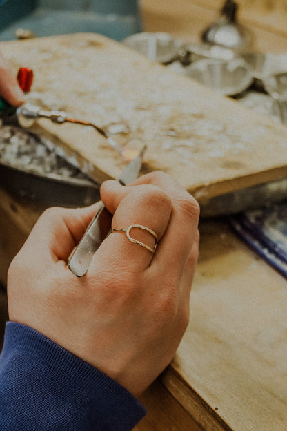 Stadium Ring, Solid 14K Gold