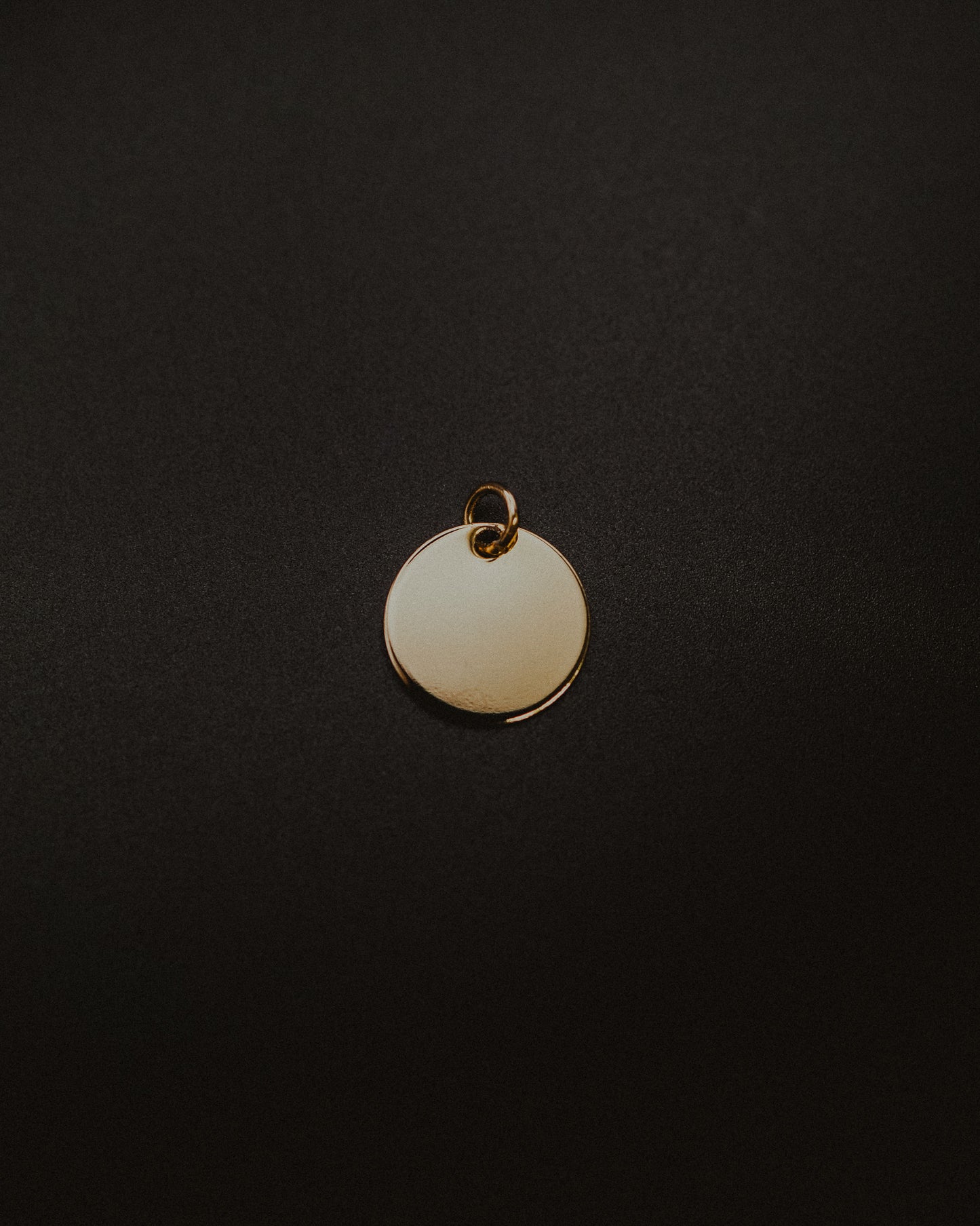 Smooth Medallion Charm, Solid 14K Gold