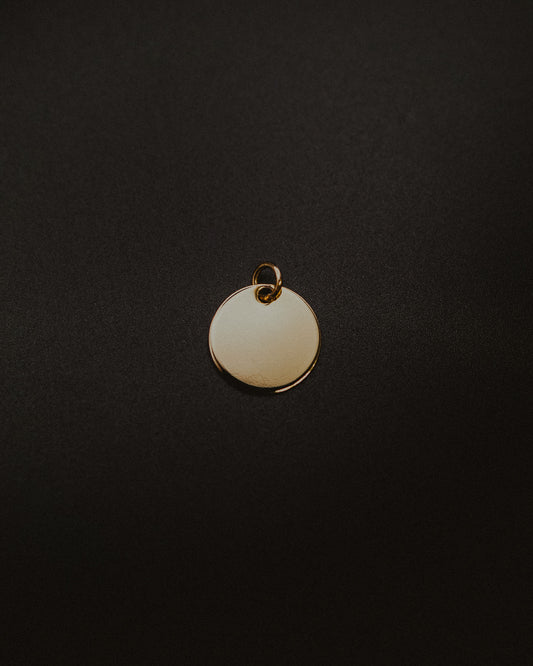 Smooth Medallion Charm, Solid 14K Gold