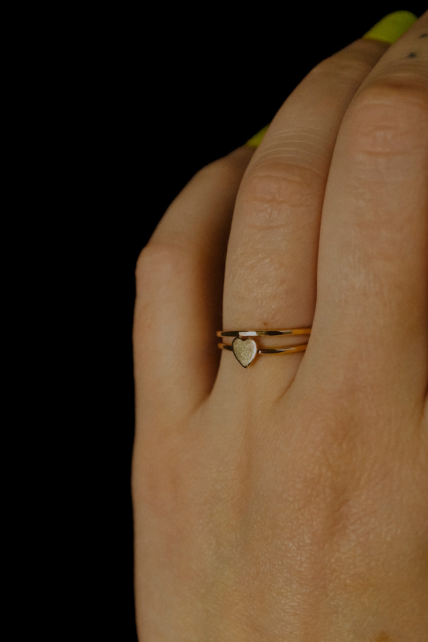 Heart Set of 2 Stacking Rings, 14K Gold Fill