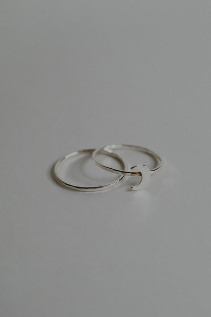 Moon Set of 2 Stacking Rings, Sterling Silver