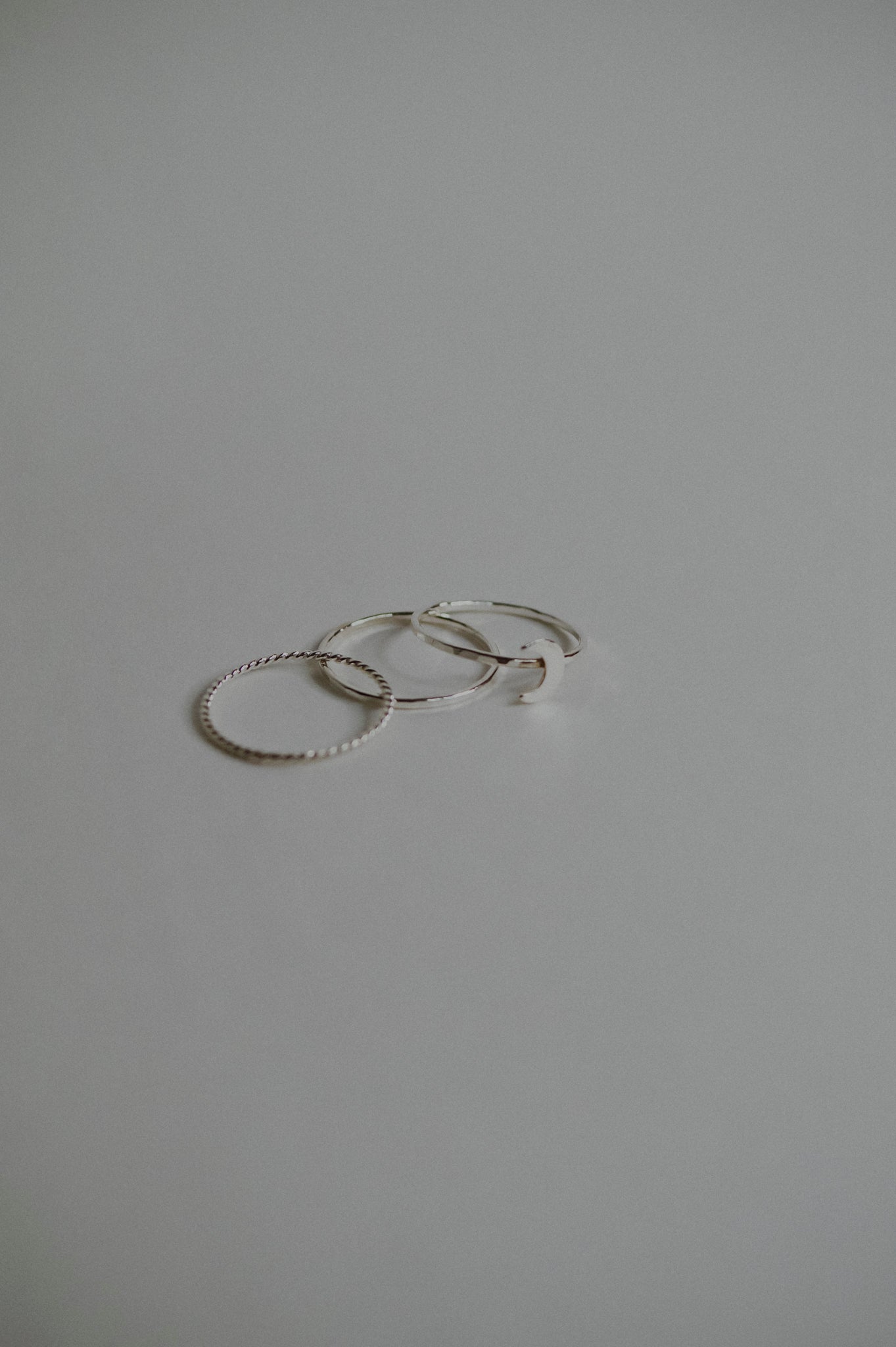 Moon Set of 3 Stacking Rings, Sterling Silver