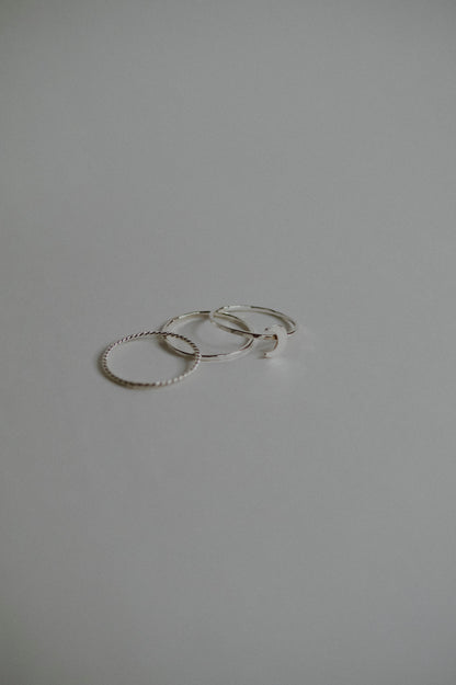 Moon Set of 3 Stacking Rings, Sterling Silver