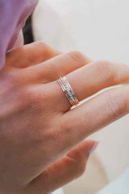 The Minimal Lined Set of 5 Stacking Rings, Gold Fill, Rose Gold Fill or Sterling Silver