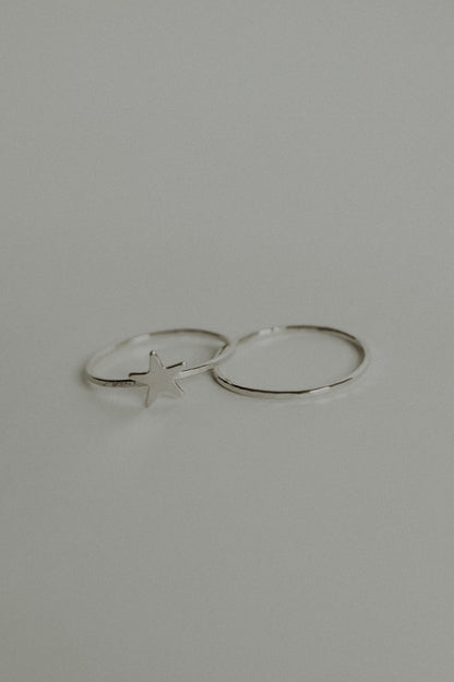 Star Set of 2 Stacking Rings, Sterling Silver