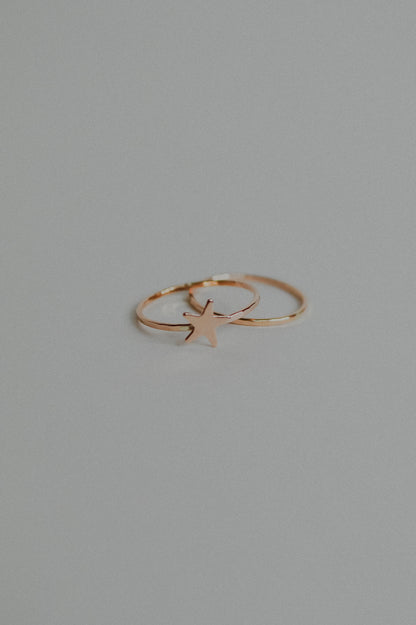 Star Set of 2 Stacking Rings, 14K Rose Gold Fill
