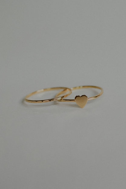 Heart Set of 2 Stacking Rings, 14K Gold Fill