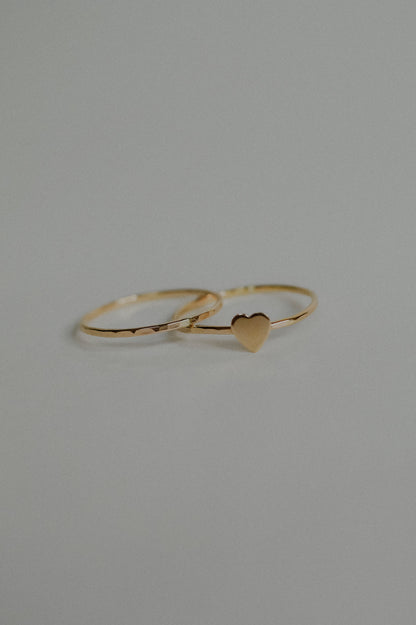 Heart Set of 2 Stacking Rings, 14K Gold Fill