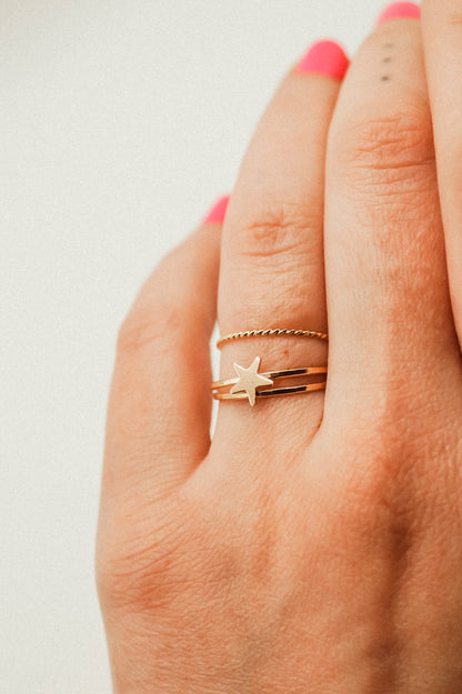 Star Set of 3 Stacking Rings, 14K Gold Fill