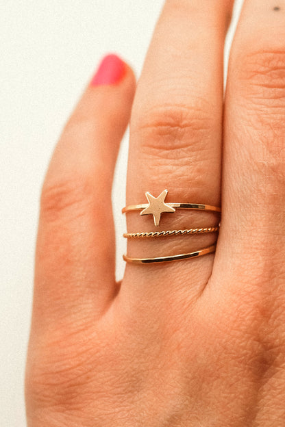 Star Set of 3 Stacking Rings, 14K Gold Fill