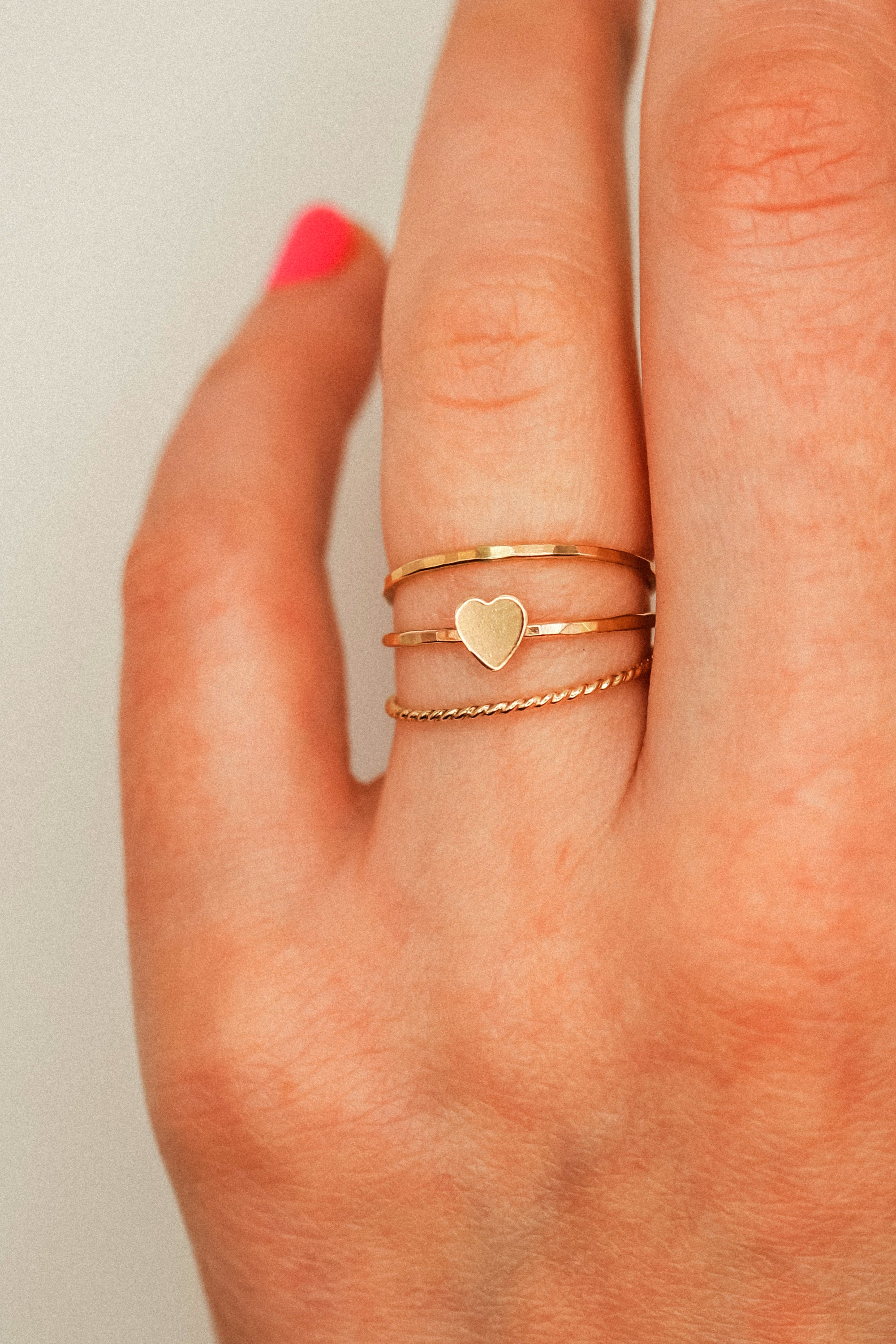 Heart Set of 3 Stacking Rings, 14K Gold Fill – Hannah Naomi Jewelry