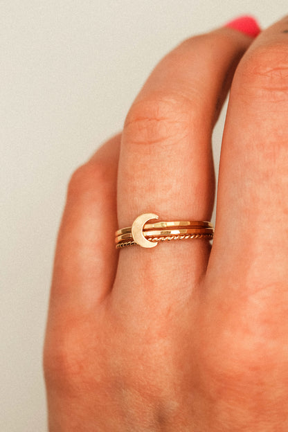 Moon Set of 3 Stacking Rings, 14K Gold Fill