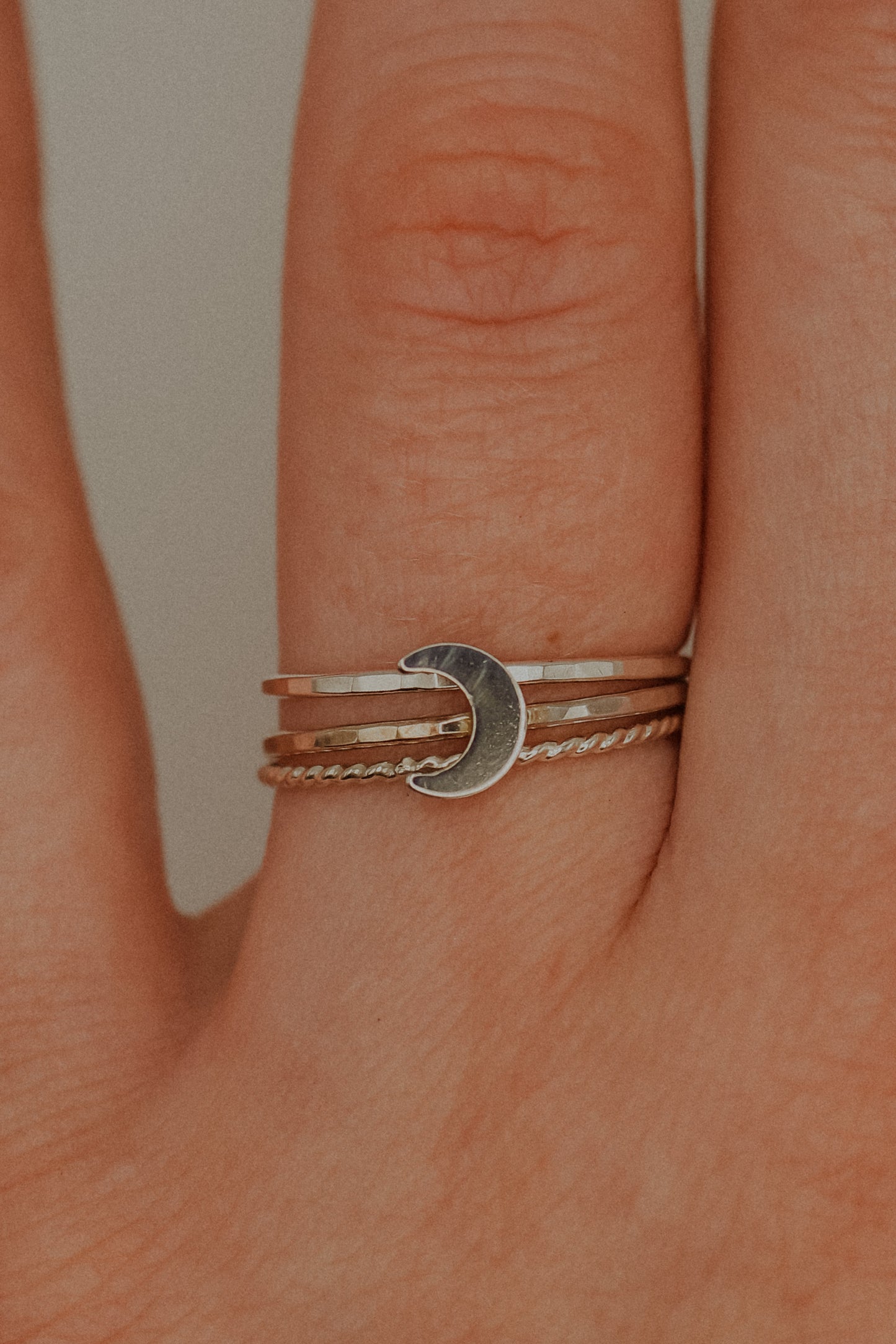 Moon Set of 3 Stacking Rings, Sterling Silver