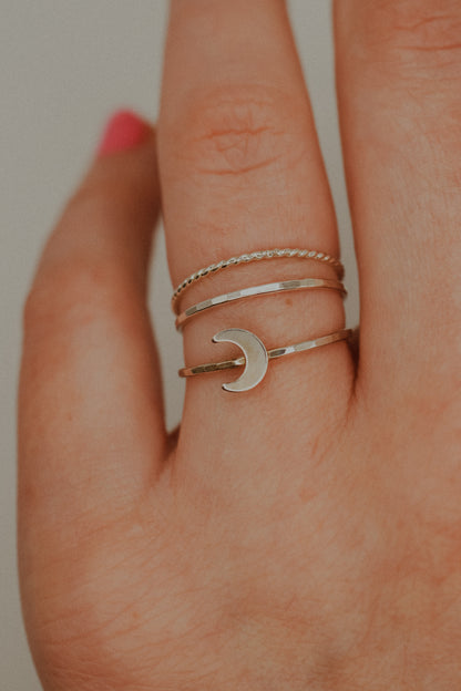 Moon Set of 3 Stacking Rings, Sterling Silver