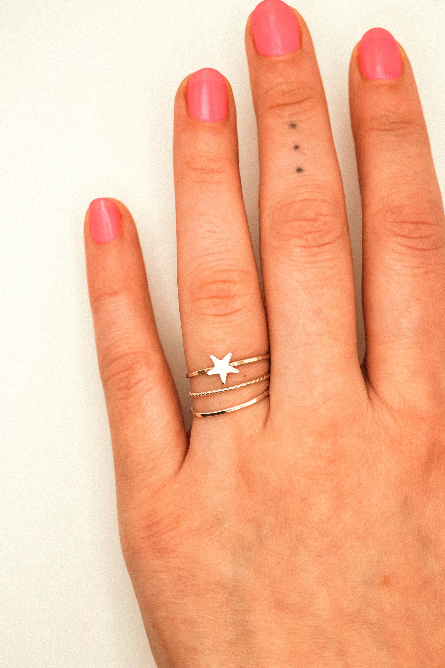Star Set of 3 Stacking Rings, Sterling Silver