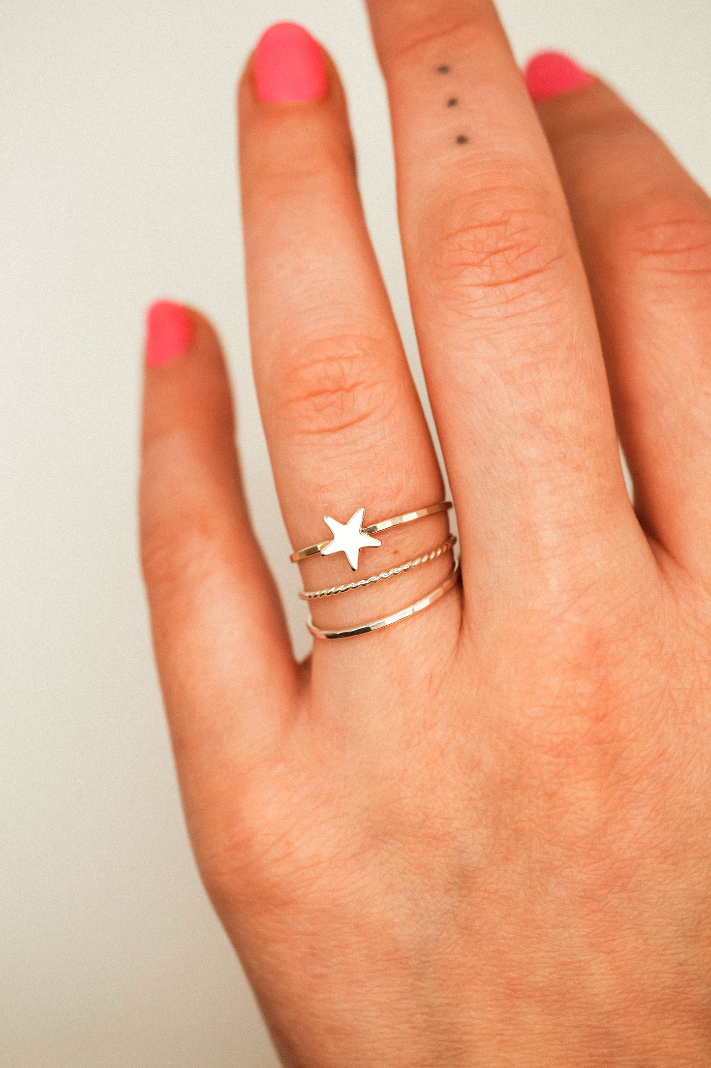 Star Set of 3 Stacking Rings, Sterling Silver