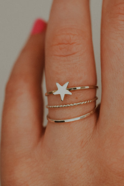 Star Set of 3 Stacking Rings, Sterling Silver