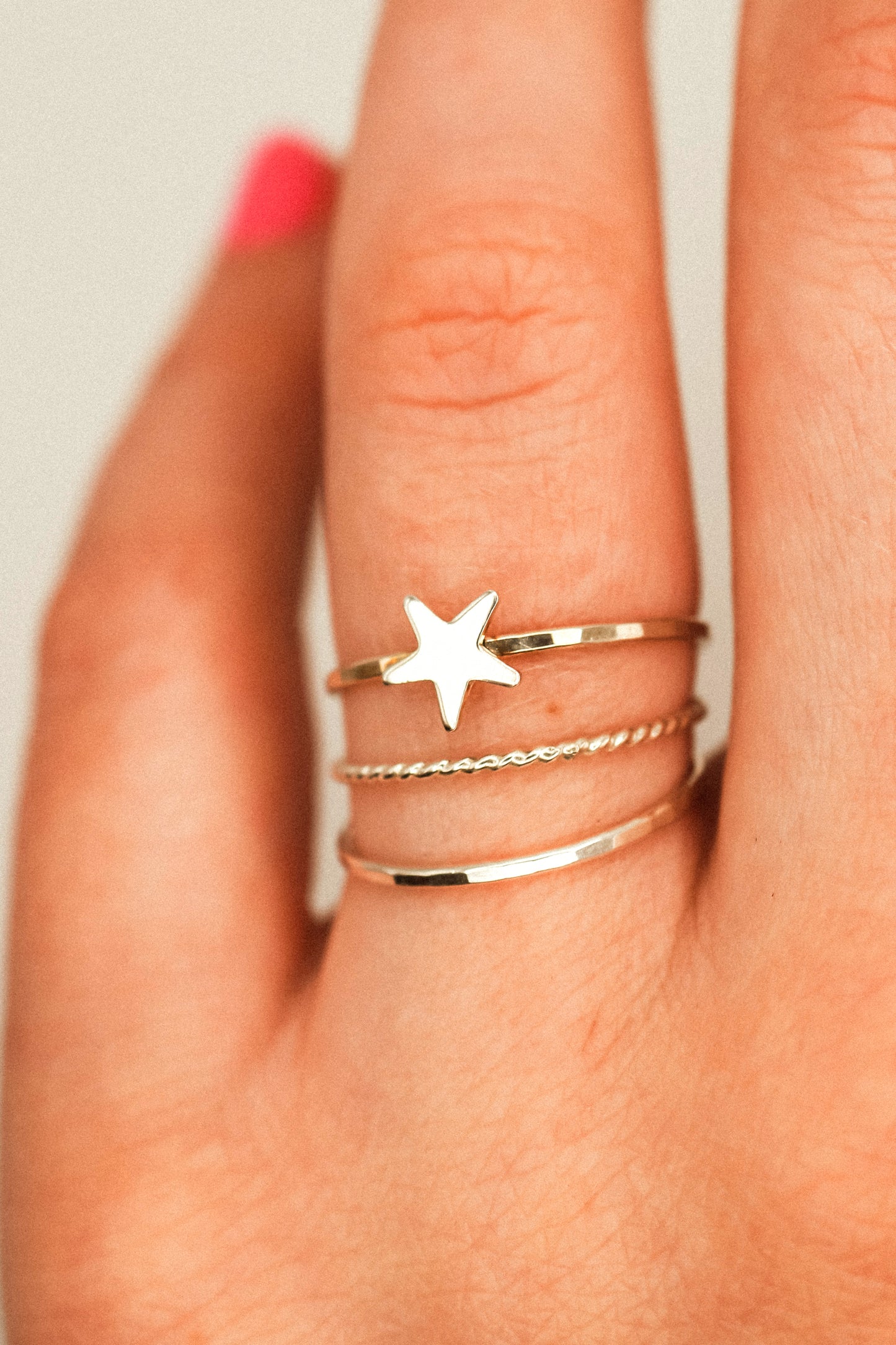 Star Set of 3 Stacking Rings, Sterling Silver