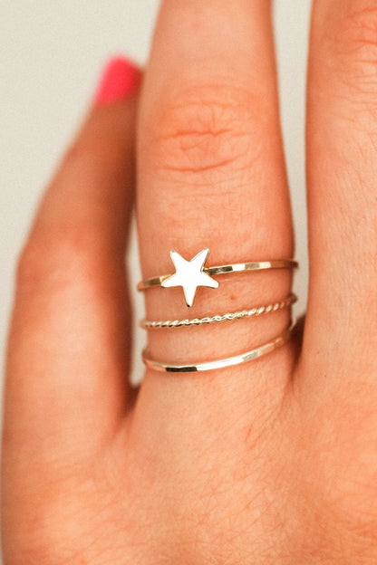Star Set of 3 Stacking Rings, Sterling Silver