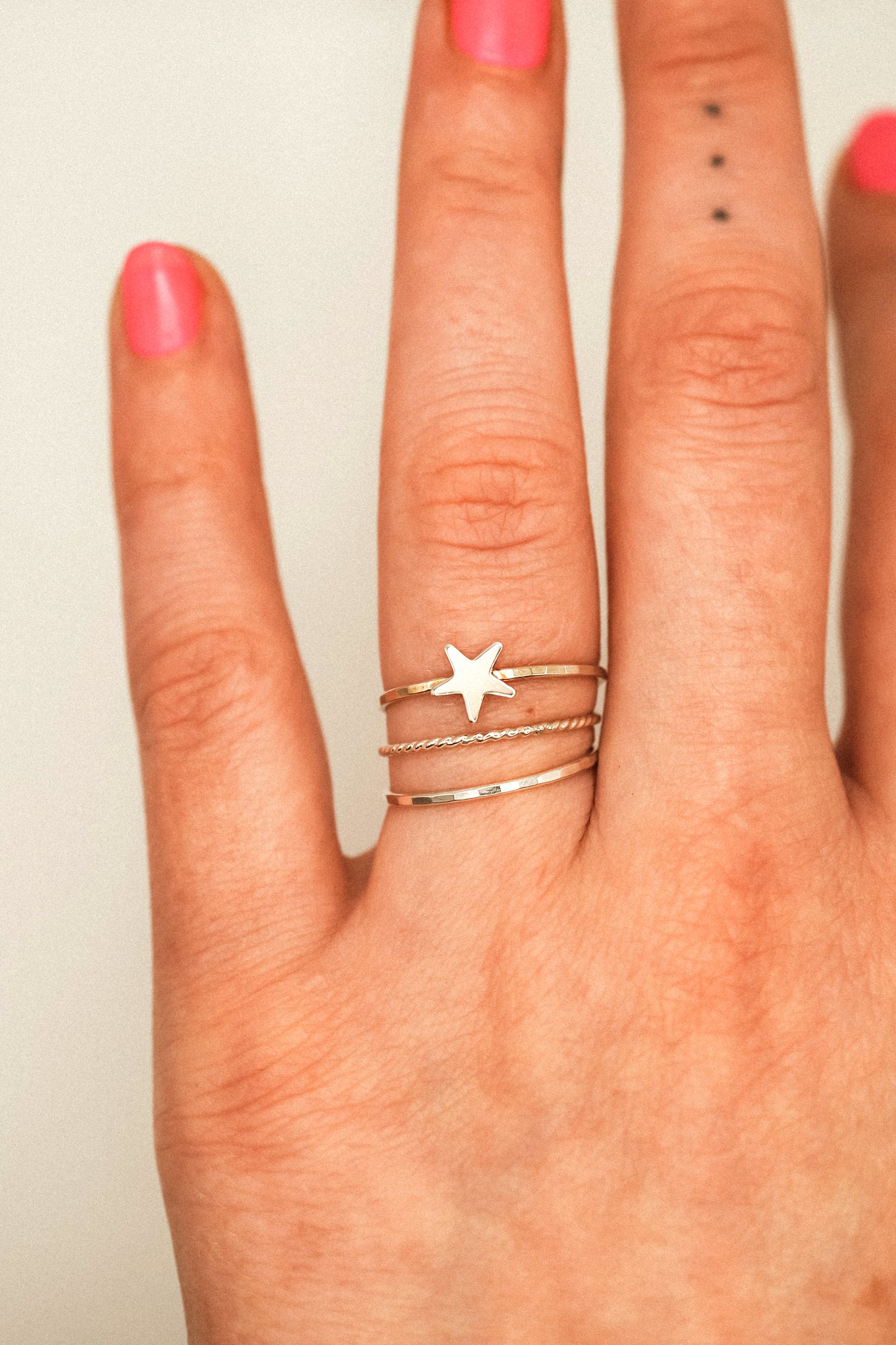Star Set of 3 Stacking Rings, Sterling Silver