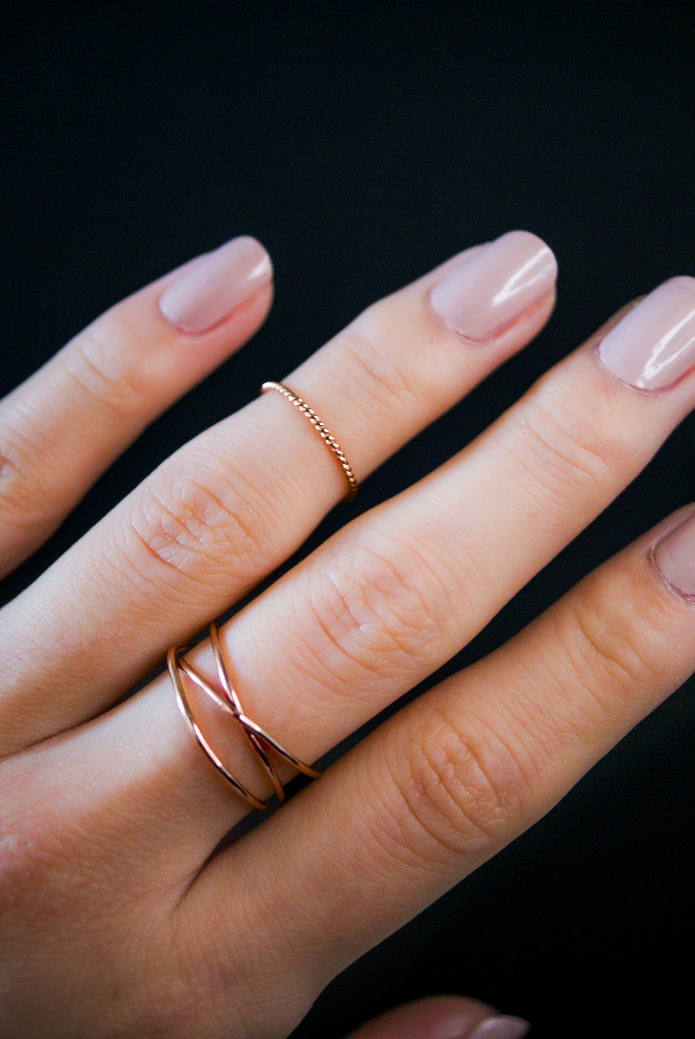 2 Piece Rose Gold Ring Set Stackable Eternity Layering Band Bands Bridal  Wedding Ring Cubic Zirconia 925 Sterling Silver Size 5-10