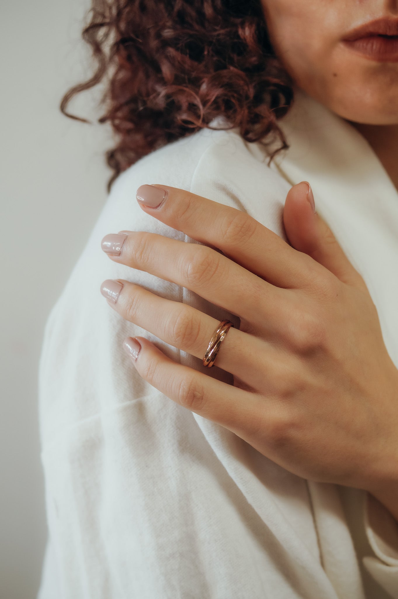 Thin Interlocking Set of 4 Rings, 14K Rose Gold Fill