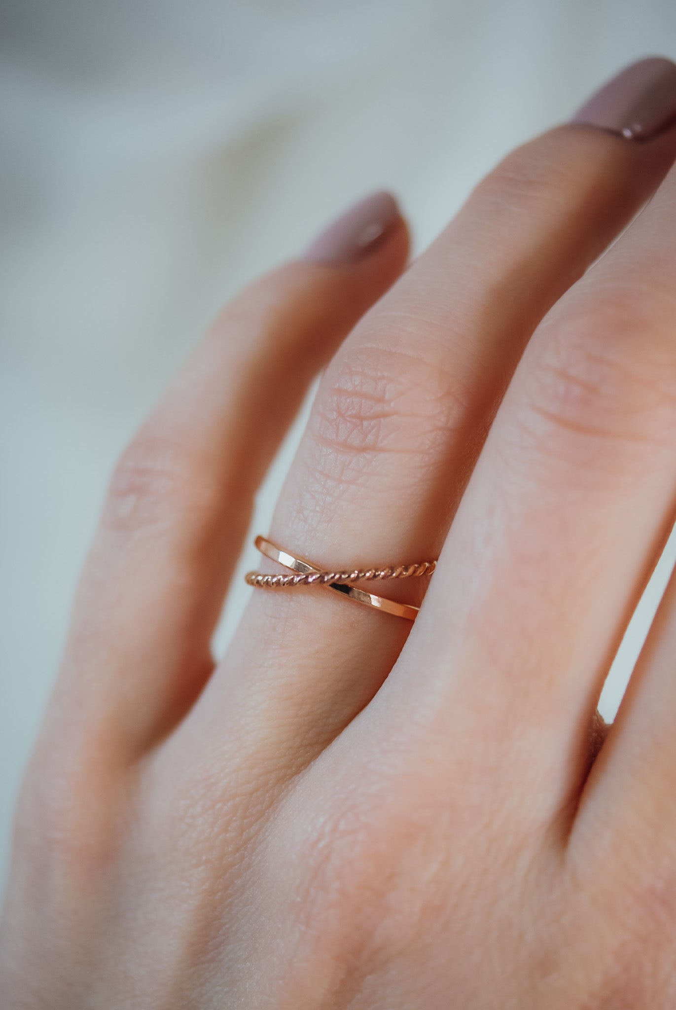 Twist Interlocking Set of 2 Rings, Solid 14K Rose Gold