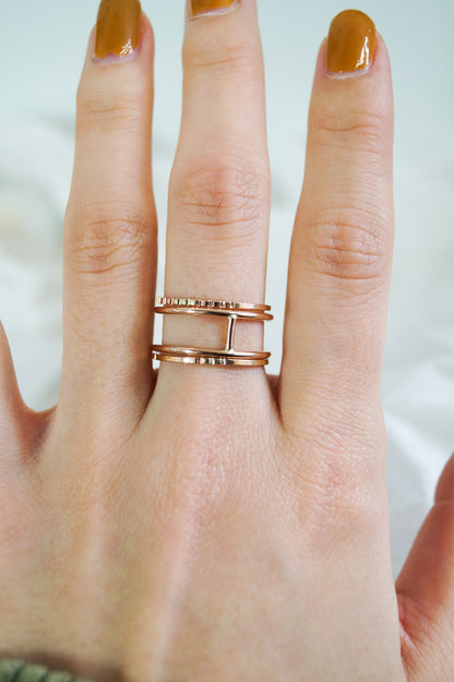 Small Cage Ring, Solid 14K Rose Gold