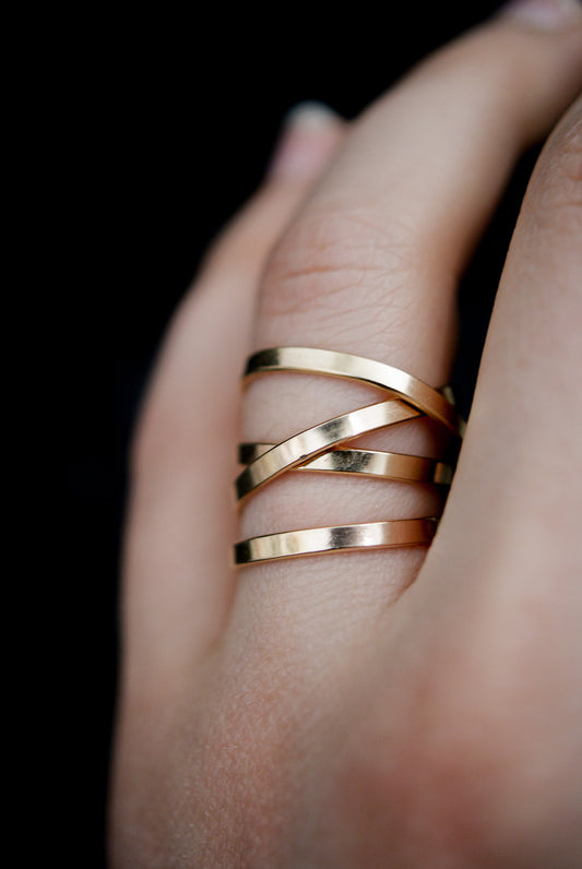 Ribbon Wraparound Ring, Solid 14K Gold