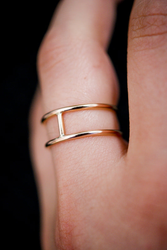 Small Cage Ring, Solid 14K Rose Gold